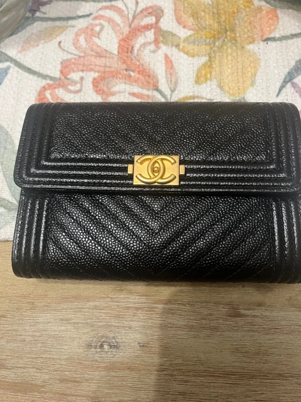 Chanel Boy Line Black Caviar Wallet